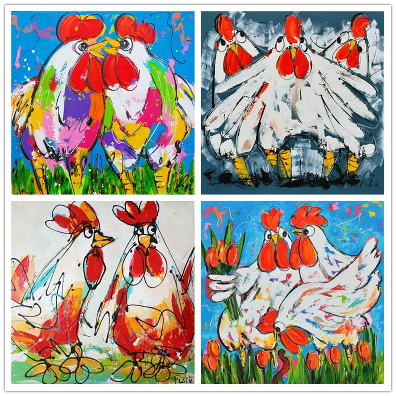 Хит 21 стиль мультяшная акварель алмазная живопись курица корова икона