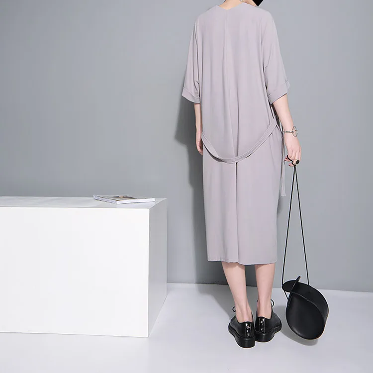 Женское шифоновое платье с высокой талией свободное летнее черного цвета