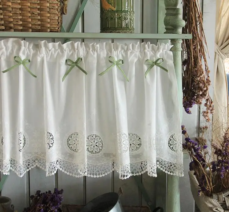 Green bowknot Белая половина занавеска бант кофейная занавеска для кухни Короткая занавеска небольшая занавеска для домашний декор для окна - Цвет: Green bowknot