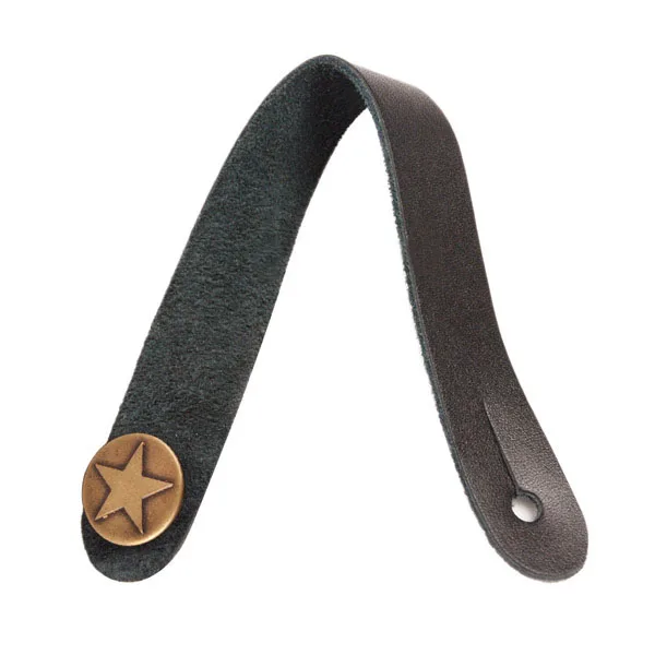 Black Brass Button Натуральная кожа Ремешок гитары с кнопкой держатель для акустической, с сильной металлической застежкой, подходит выше шеи на головном 8 - Цвет: Black Brass Button
