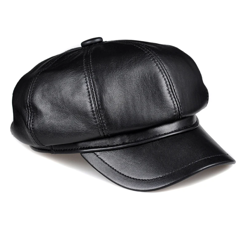 Кепка художника из натуральной кожи для мужчин и женщин черная бейсболка с