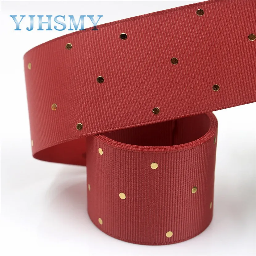 I-19407-870 YJHSMY I-19407-862, 10 ярдов, горячая Распродажа 38 мм сплошной цвет точка горячего тиснения корсажные ленты, Бант колпачок DIY аксессуары украшения - Цвет: I-19407-870