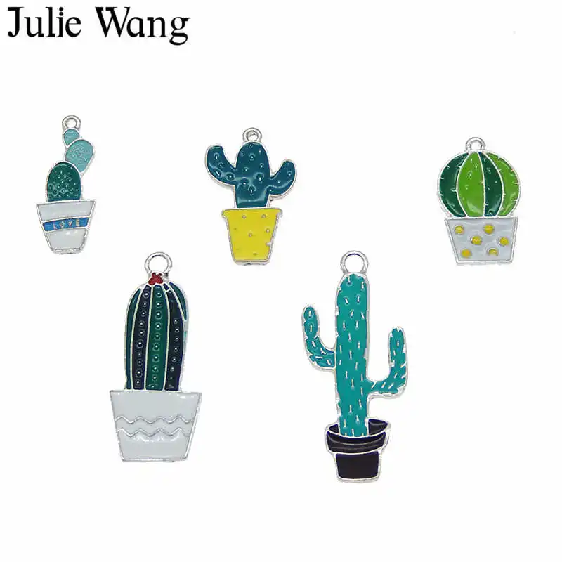 Julie Wang 5 шт. смешанные эмалированные зеленые растения в горшке Кактус белый K