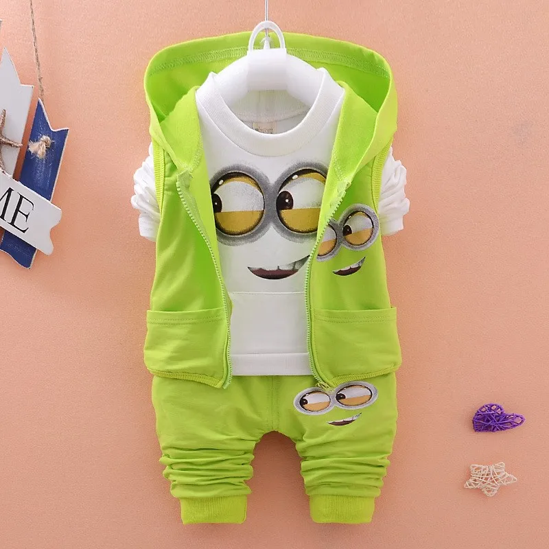 Picture color Roupas infantis menina, модный стиль, г., весенние костюмы для малышей Миньон/комплект одежды для новорожденных детей+ рубашка, штаны 3 шт. Комплекты одежды для детей - Цвет: Picture color