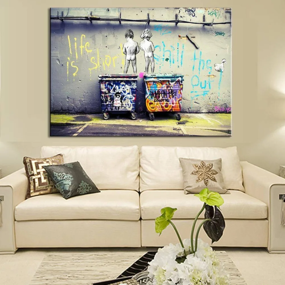 Модная жизнь короткий банкси холст картина настенные картины для гостиной