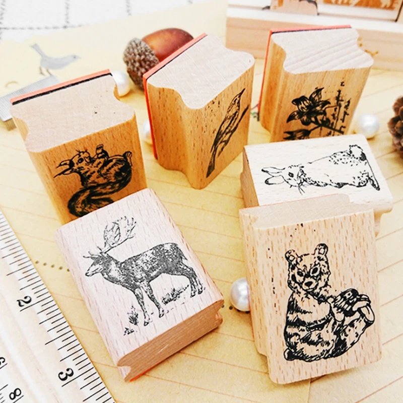 Лесные животные Лось белка штамп DIY деревянные и резиновые штампы для скрапбукинга канцелярские товары Скрапбукинг Стандартный штамп