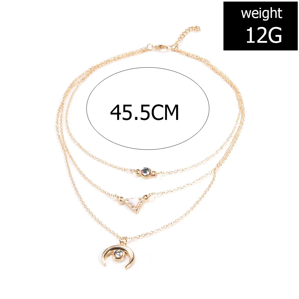 Многослойное ожерелье с опалом элегантное трехслойное колье полумесяцем