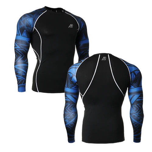 Fixgear Technical Double Graphic Compression Tights Multi-Functional Training Running Bodybuilding Fitness Sports Tops Shirts | Спорт и
