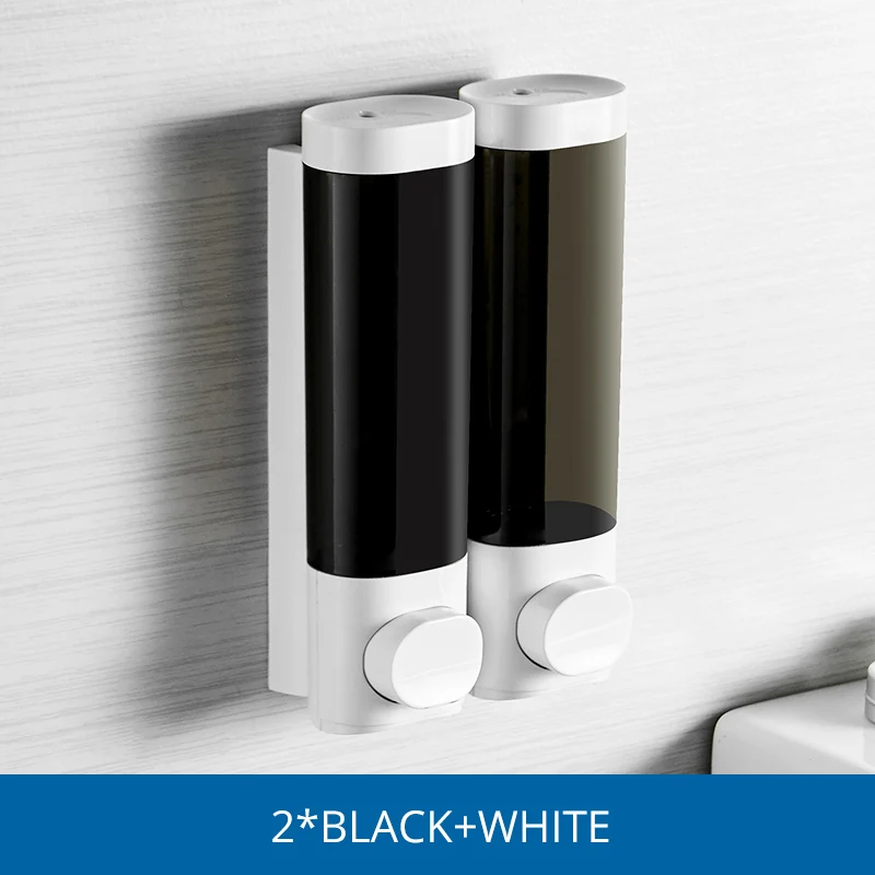 Double Black White Fapully Дозатор Жидкого Мыла Двойной 250 мл черный хром Настенный Круглый аксессуары для ванной комнаты дозаторы для лосьона бутылки - Цвет: Double Black White