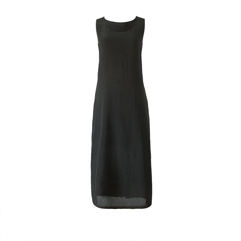 Платье из 100% шелка с карманами летнее платье на бретельках 19M L XL 2019 | Женская