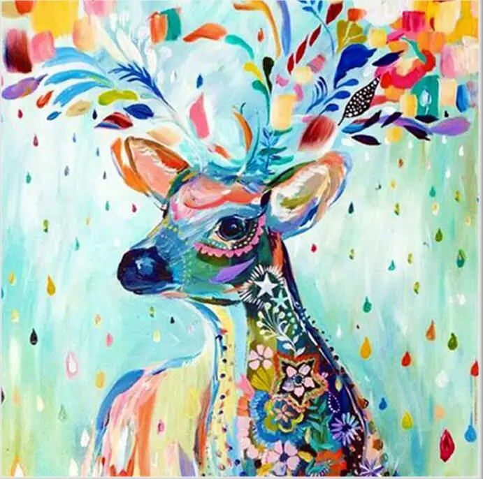Алмазная живопись красочный олень фотография алмазная 5d сделай сам на заказ