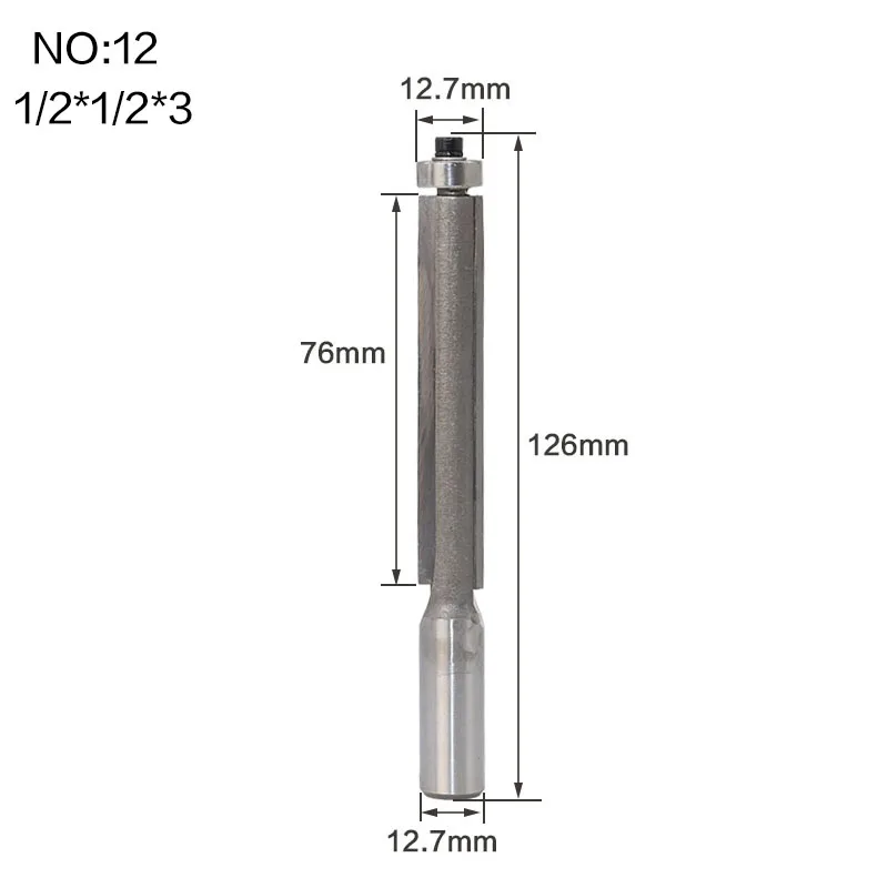 1pcs 1/4" 1/2" Shank Flush Trim Router Bits for wood Trimming Cutters with bearing woodworking tool endmill milling cutter - Длина режущей кромки: NO12