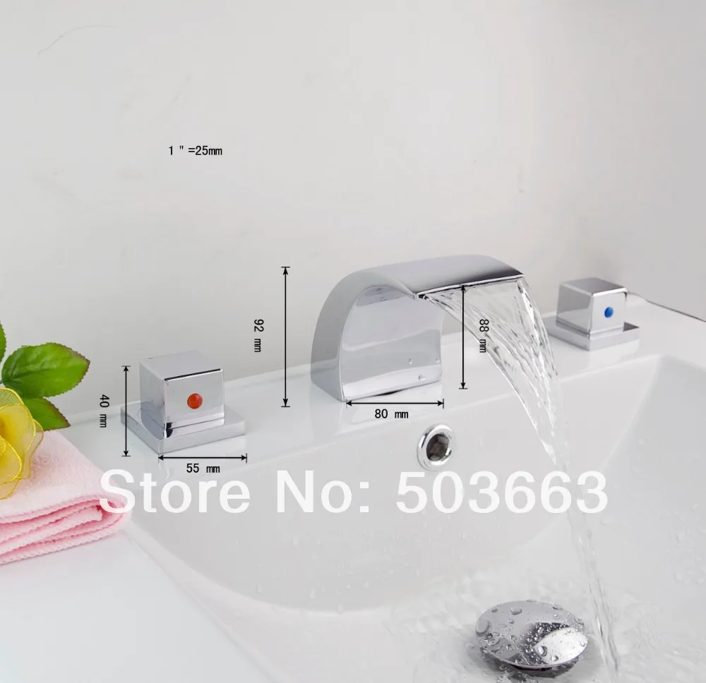 Лучший светодиодный дизайн водопада 3 шт. 2 рычага ванная комната раковина