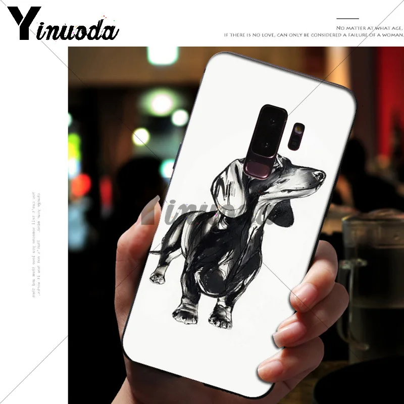 A3 Yinuoda Animals Dogs Dachshund Black Soft Shell Phone Cover for Samsung S9 S9 plus S5 S6 S6edge S6plus S7 S7edge S8 S8plus - Цвет: A3