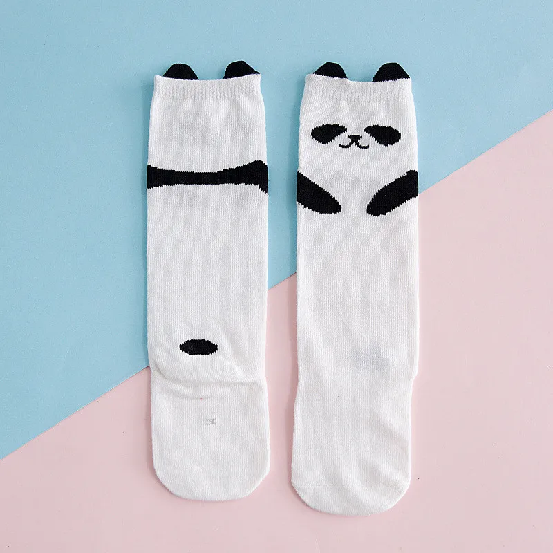 Гольфы для девочек с мультяшным рисунком хлопковые носки в полоску принтом