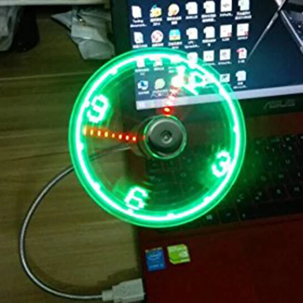 Хит! USB светодиодный вентилятор с функцией отображения в реальном времени часы