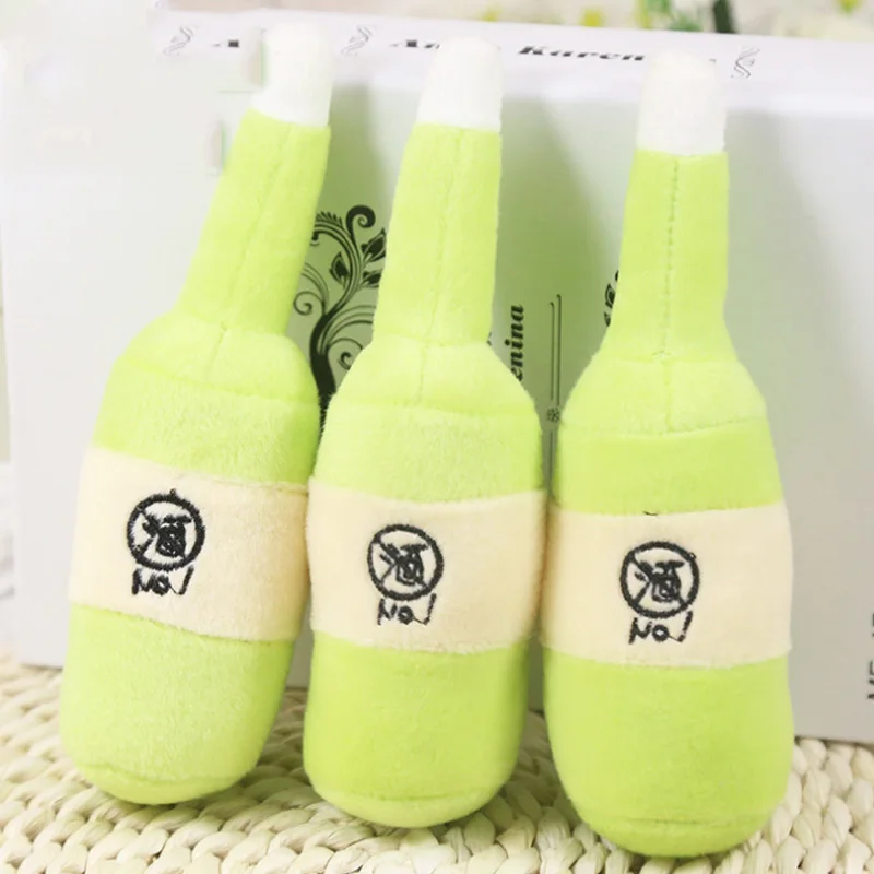 Green Wine Bottle 1 шт. играть забавные мягкие милые зимние ботинки звук плюшевая мороженое пищалка мультфильм Животные для собаки плюшевые игрушки для щенка, домашних животных жевать игрушка бутылка - Цвет: Green Wine Bottle