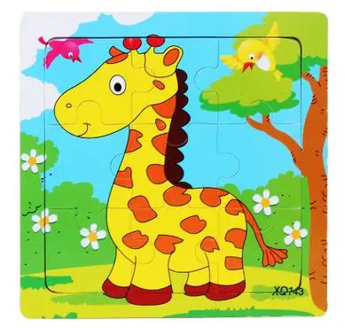 Деревянные пазлы с забавными мультяшными животными развивающие игрушки для