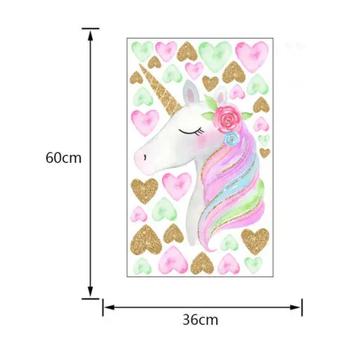 DIY Единорог Звезды Сердца настенное искусство для девочек комната Дети наклейка