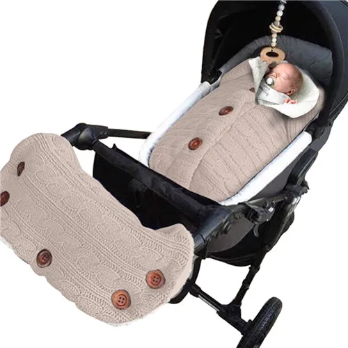 Beige Толстый детский Пеленальный конверт-конверт, конверт для сна для новорожденных, детское теплое Пеленальное Одеяло, коляска с ручной крышкой, теплые перчатки - Цвет: Beige