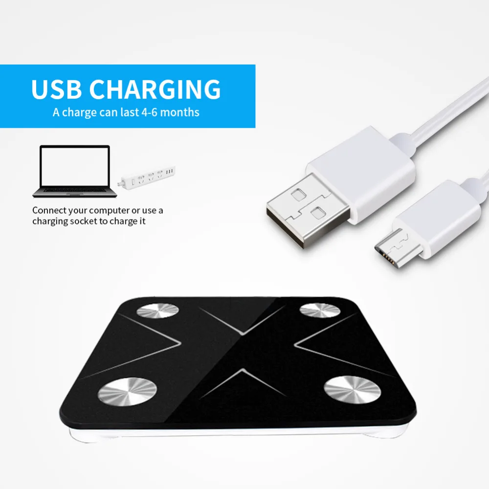 Bluetooth весы для тела и жира умные цифровые ванной беспроводные анализатор состава