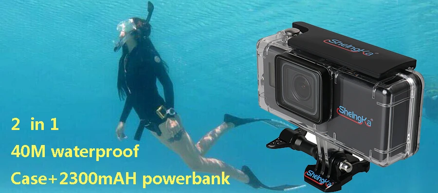 2300 мАч Внешний Батарея с Камера чехол сбоку Powerbank(зарядное устройство) с Рамка для GoPro Hero 5/6/7 черный Тип-C для мобильных телефонов