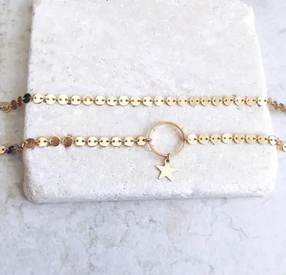 2019 Новая мода Золотая Звезда кружевной чокер модное ожерелье женское из золотых