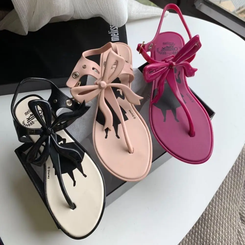 Melissa/ г., новые женские сандалии женская обувь с бантом удобные сандалии на плоской подошве прозрачная обувь Melissa женские сандалии высокое качество