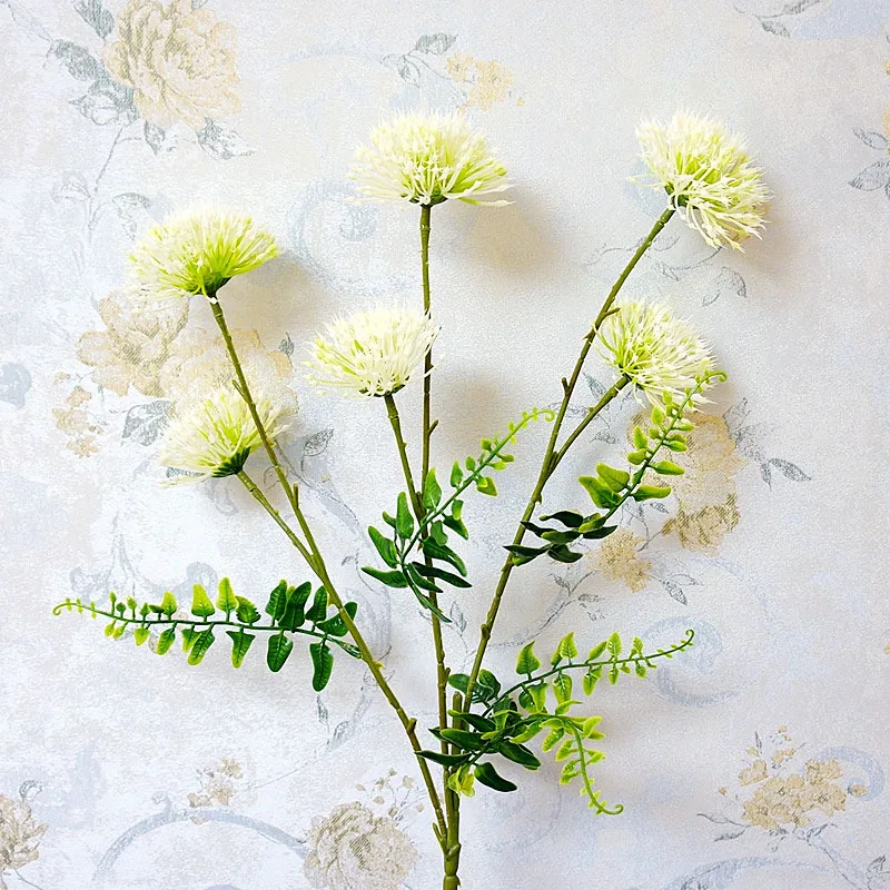 white Луковый шар с 6 головками, искусственный цветок, украшение для дома, украшение для свадебной фотосъемки, ручная работа, сделай сам - Цвет: white