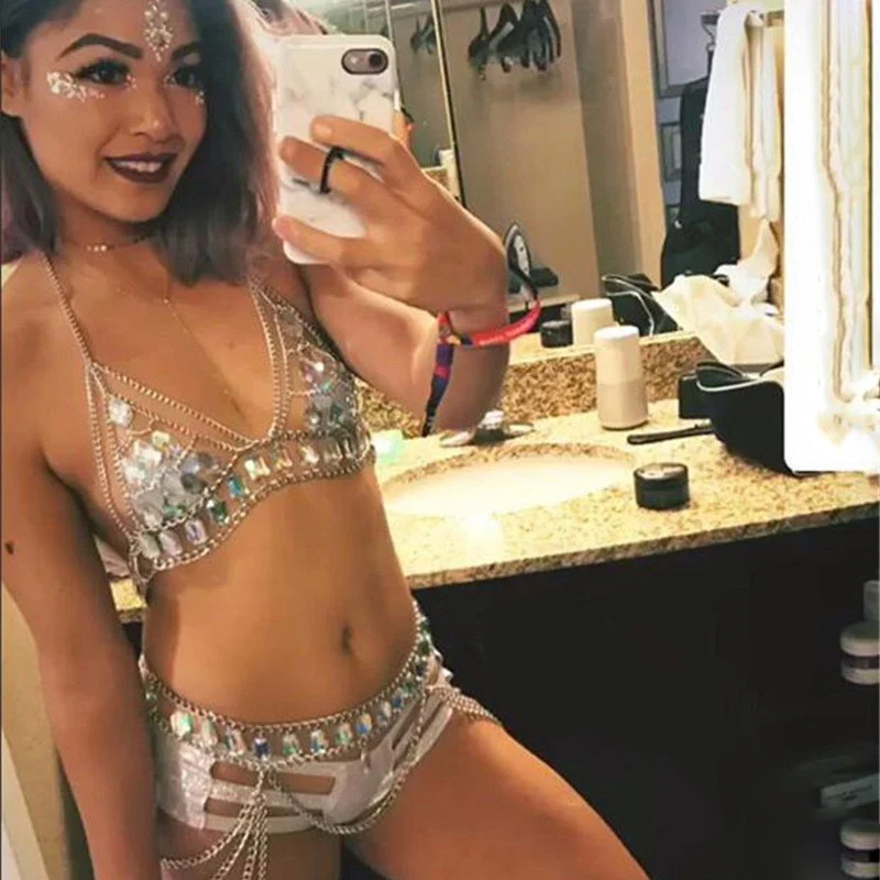 

Rhinestone Body jewelry Women waist belt chain top bra Harness Summer Bikini water drop bodychain Summer Festival Jewelry