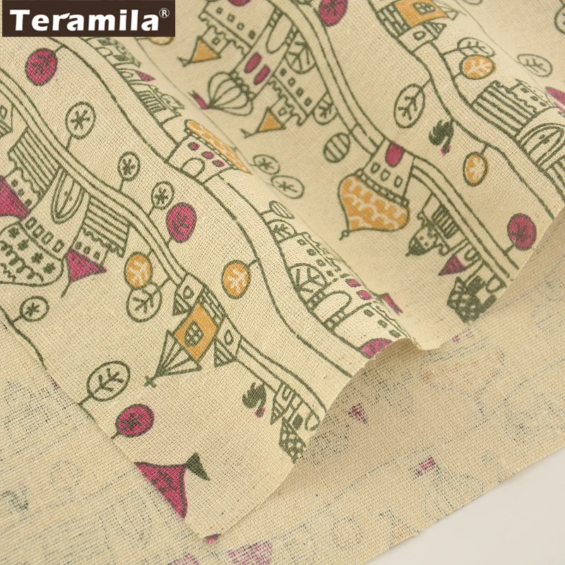 Домашний текстиль от TERAMILA хлопково-льняная ткань швейный материал принт дома