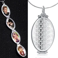 photo phase box pendant necklaces women men friend family picture open locket silver plated snake chain fashion creative jewelry