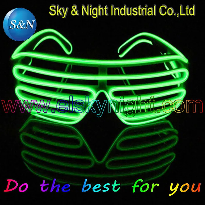 

Fashion Flashing el wire shutter glasses with 3V inverter-Lemon For Parties