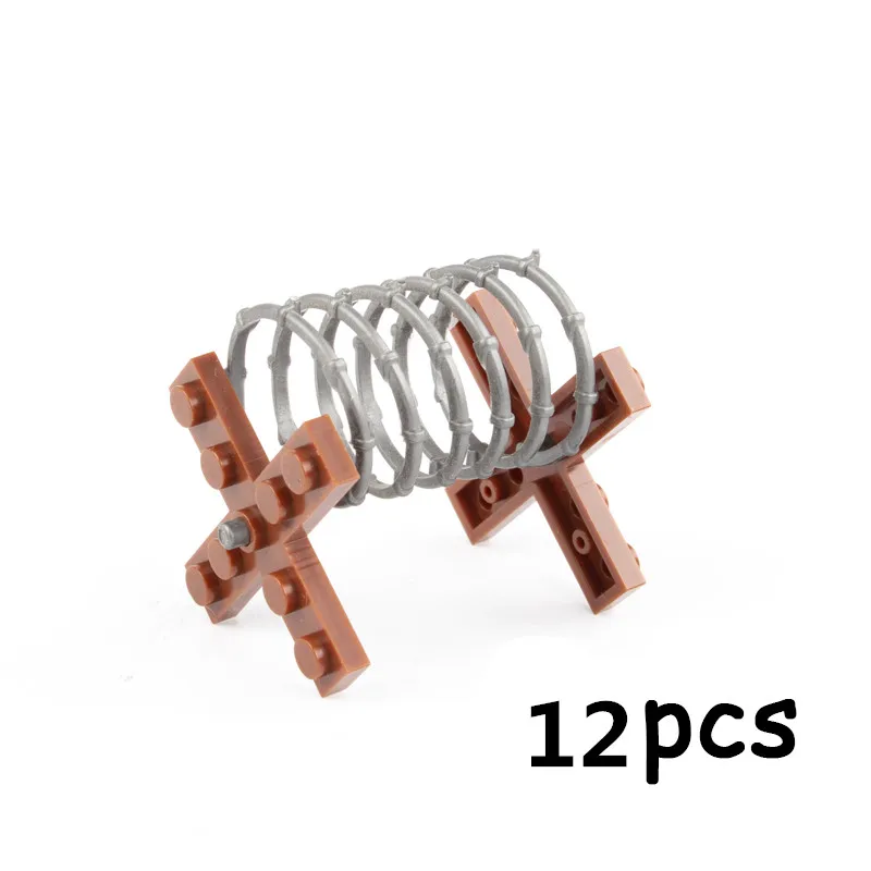 Xfence12PCS Военный пакет оружия забор MOC Строительные блоки мини-рельсовый забор SWAT город аксессуары WW2 фигурки части игрушки Кирпичи детей C015 - Цвет: Xfence12PCS