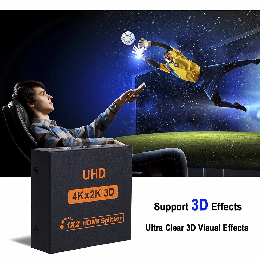 HDMI 4K сплиттер 3D UHD HDMI коммутатор 1X2 1X4 3D двойной дисплей HD 1080p видео для HDTV PS3 Xbox адаптер коммутатор сплиттер коробка