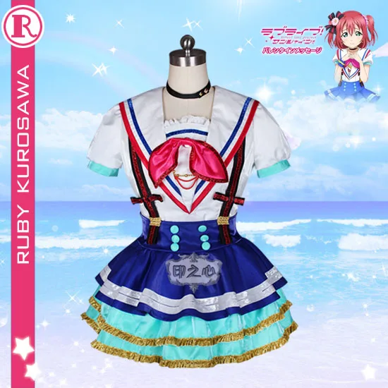 Аниме LoveLive Sunshine! Куросава Руби Костюмы для косплея Aqours Небесно-Голубой Небесно SJ