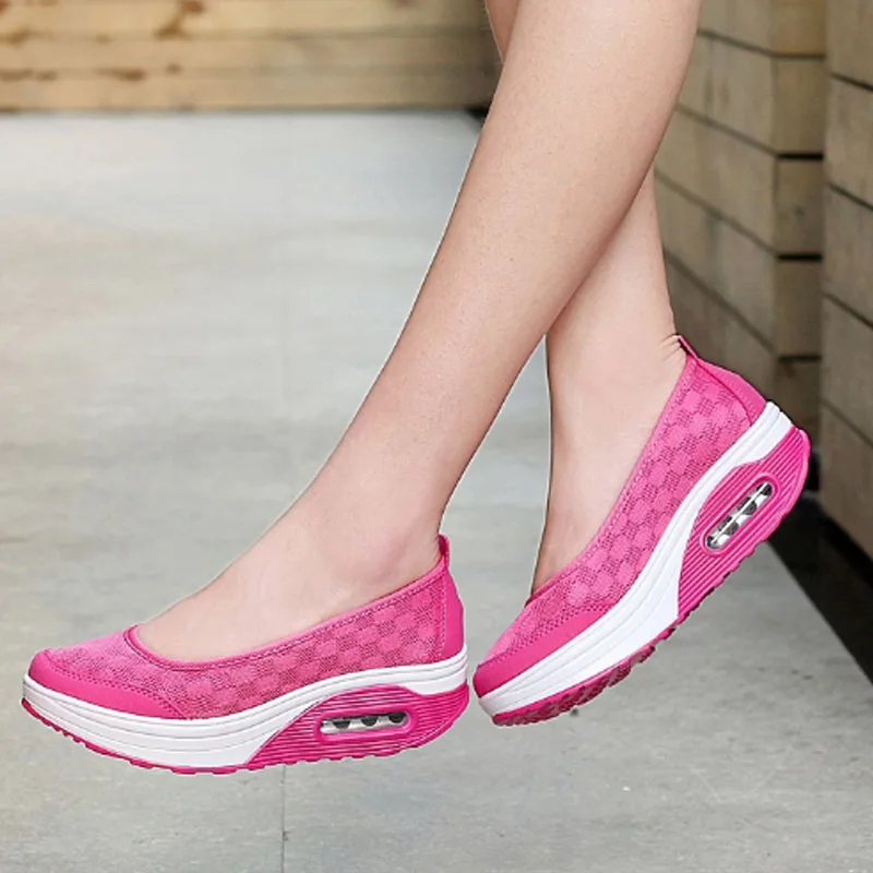 2018 сетки качалки обувь женские летние склон с воздушной подушке толстым дном