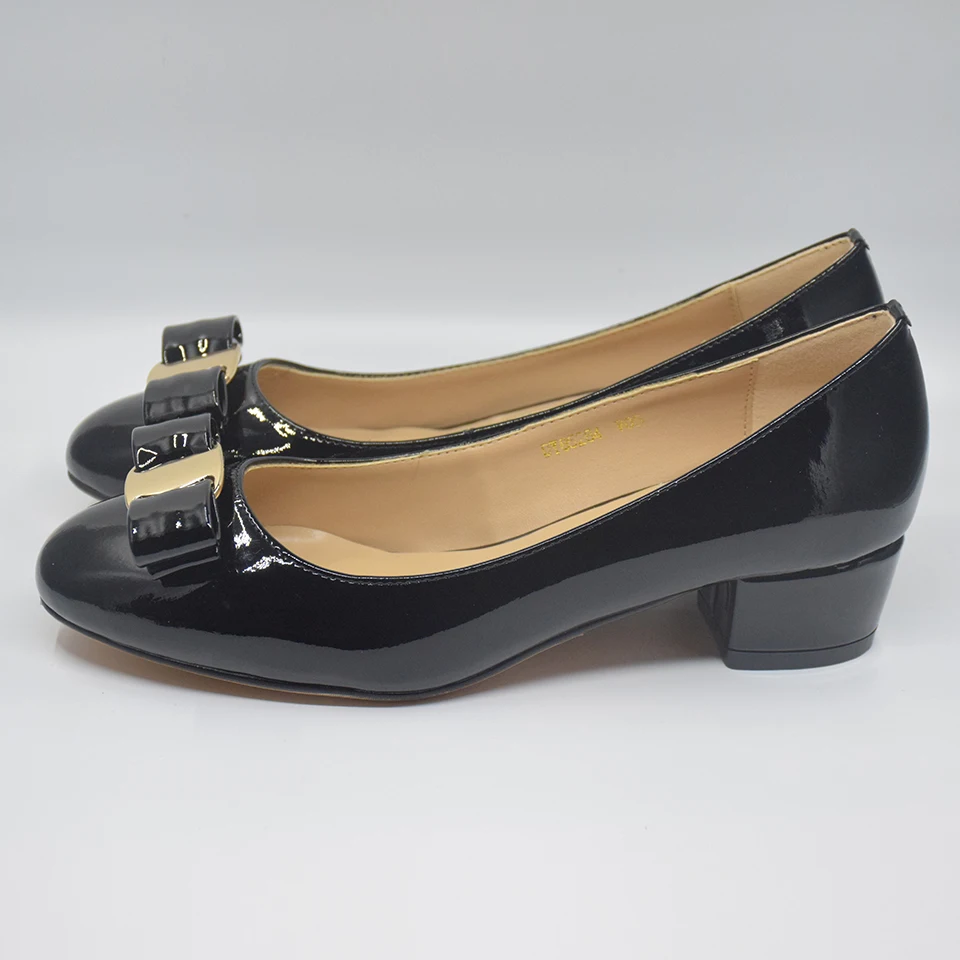 2019 women shoes Genuine Leather Square heel Designer Shoes Woman Brand bow Valentine sapatos de salto alto. da005 | Обувь