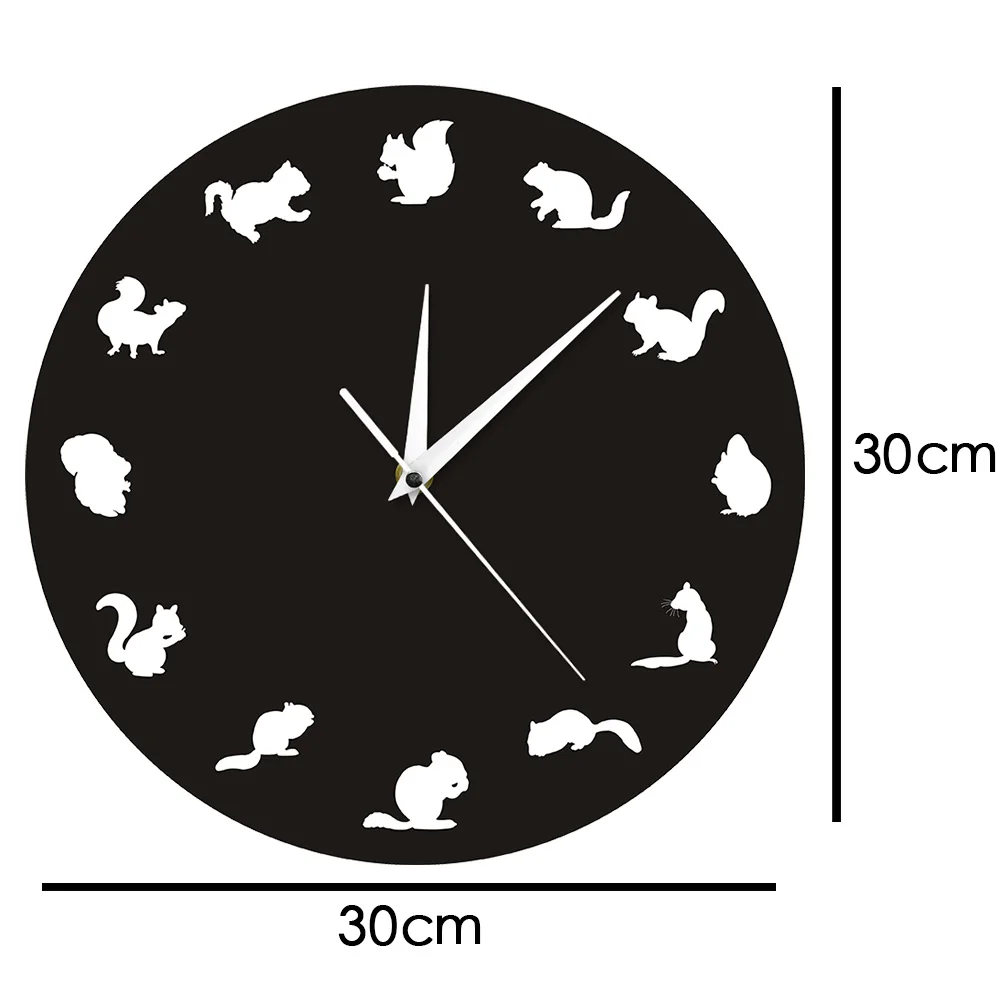 Современный дизайн милые настенные часы с изображением леса животных белки