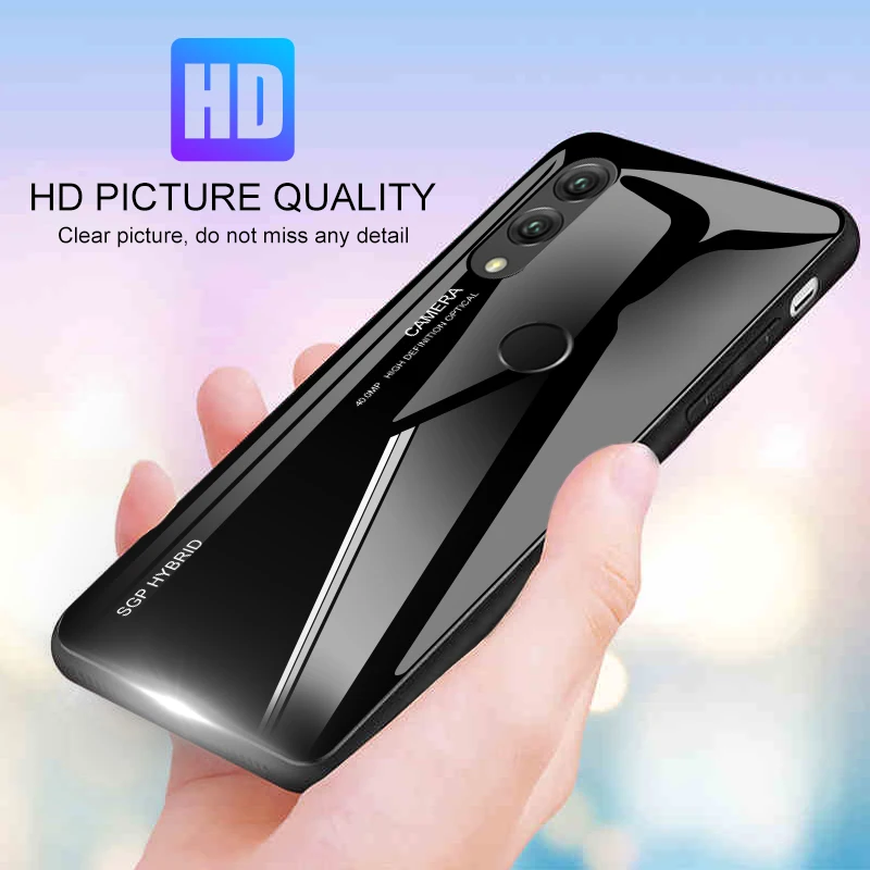 Роскошный градиентный чехол из закаленного стекла для huawei p20 lite p10 pro plus mate 10 20 lite honor 8 9 p 20 Модный мягкий чехол-накладка на заднюю панель
