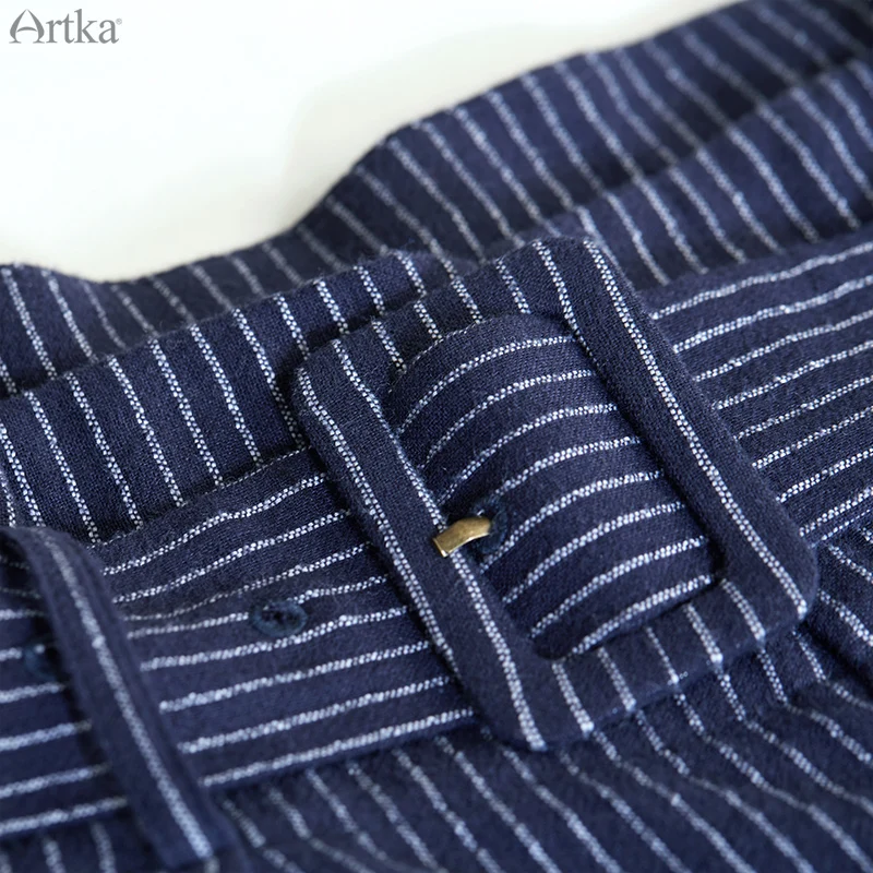 ARTKA 2018 лето новые женские богемные полоски широкие брюки винтажные хлопковые и