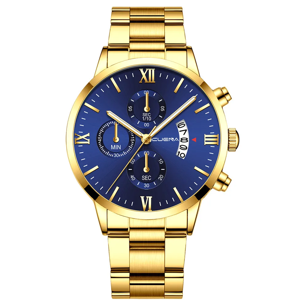 Мужские часы модные роскошные брендовые деловые часы Reloj Hombre кварцевые повседневные спортивные винтажные стальные золотые часы Relogio Masculino - Цвет: K