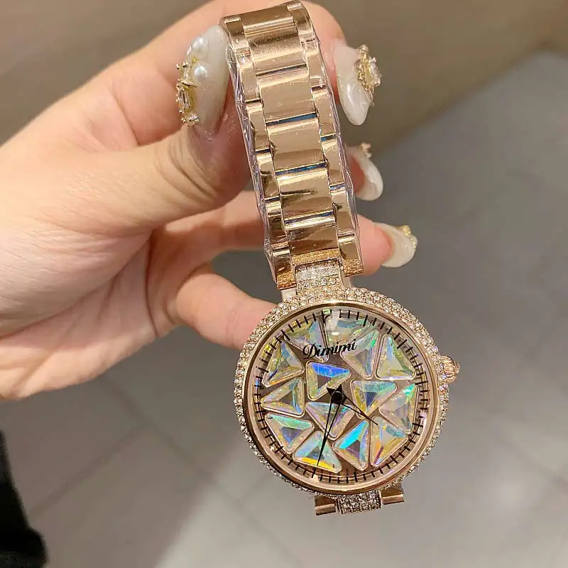rose gold-color ston Высококачественные дизайнерские бренды люксовые женские часы кварцевые большие каменные Хрустальные Часы женские водонепроницаемые наручные часы из нержавеющей стали - Цвет: rose gold-color ston
