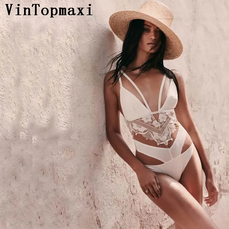 Высокое качество бандаж Цельный купальник для женщин шнуровка вырез передняя