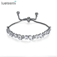 luoteemi new elegant bracelet adjustable size white champagne gold black color chian with cz jewelry for women girl party gift