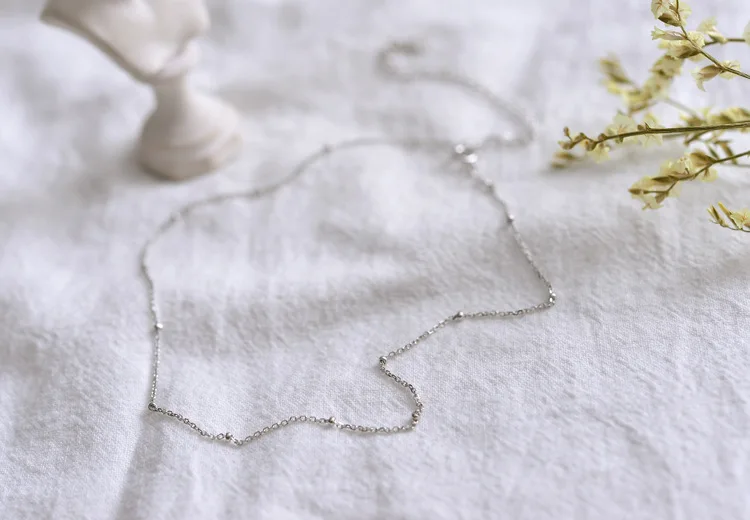 925 Silver Chain Chocker Necklace Gold n Silver Color Cool Girl Necklace Little Beads Simple Style Delicate Jewelry for Women