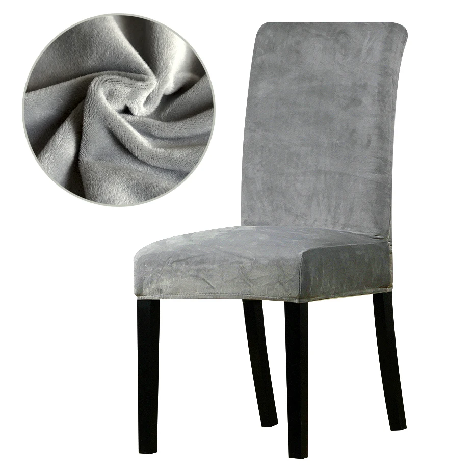 Velvet fabric Chair Cover Washable Removable Big Elastic Seat Arm Covers Slipcovers Stretch Chair Covers For Banquet Office - Цвет: Grey