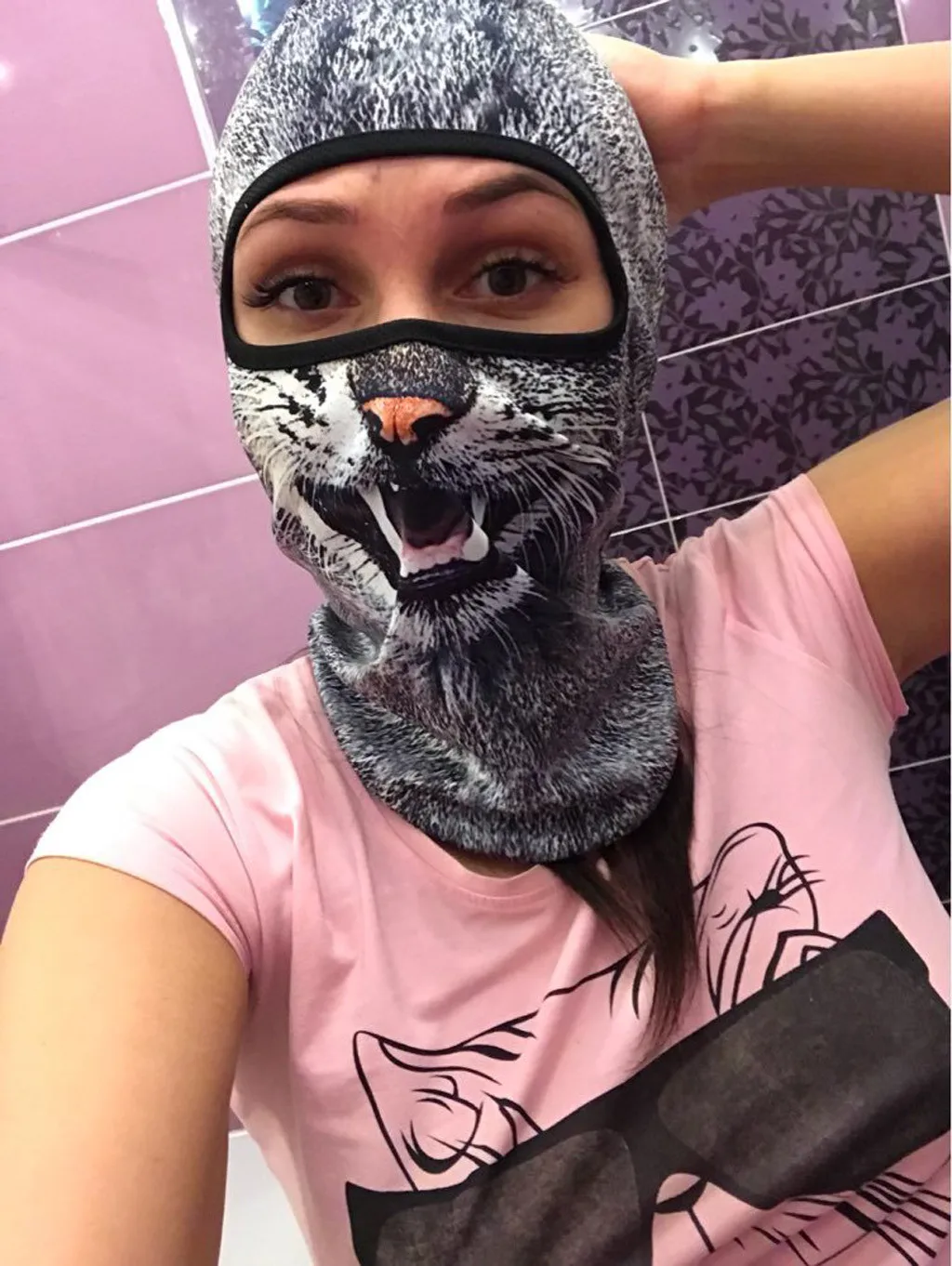 3D милый кот собака Балаклава полная маска для лица теплый шлем лайнер лыжный Бег