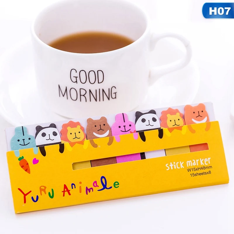 H07 1 шт. Kawaii Канцелярские заметки закладки для блокнота креативные милые животные Липкие заметки школьные принадлежности бумажные наклейки - Цвет: H07