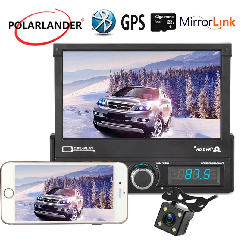 

U Disk Playback 1 DIN radio cassette player Car GPS Navigation Reversing Image Car Radio 7 Inch Retractable Bluetooth Autoradio